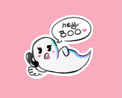 "Hey Boo" Ghost Original Art Sticker