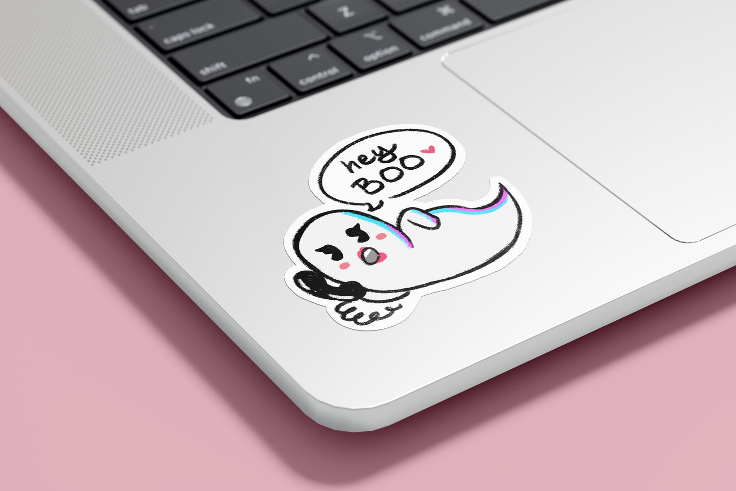 "Hey Boo" Ghost Original Art Sticker