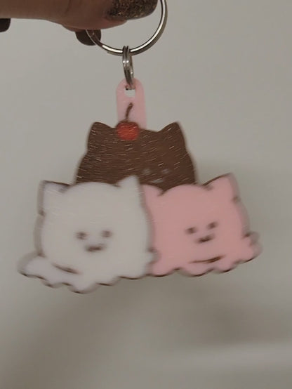 Nyanpolitan Neapolitan Ice Cream Cats Keychain