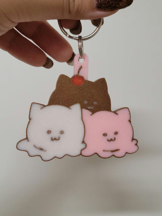 Nyanpolitan Neapolitan Ice Cream Cats Keychain